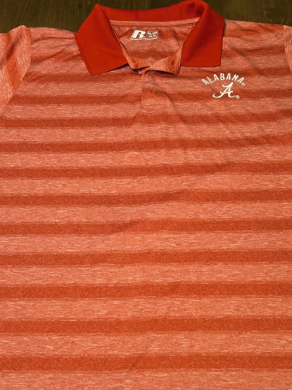 Russell Athletic Alabama Heathered Red Striped Polo